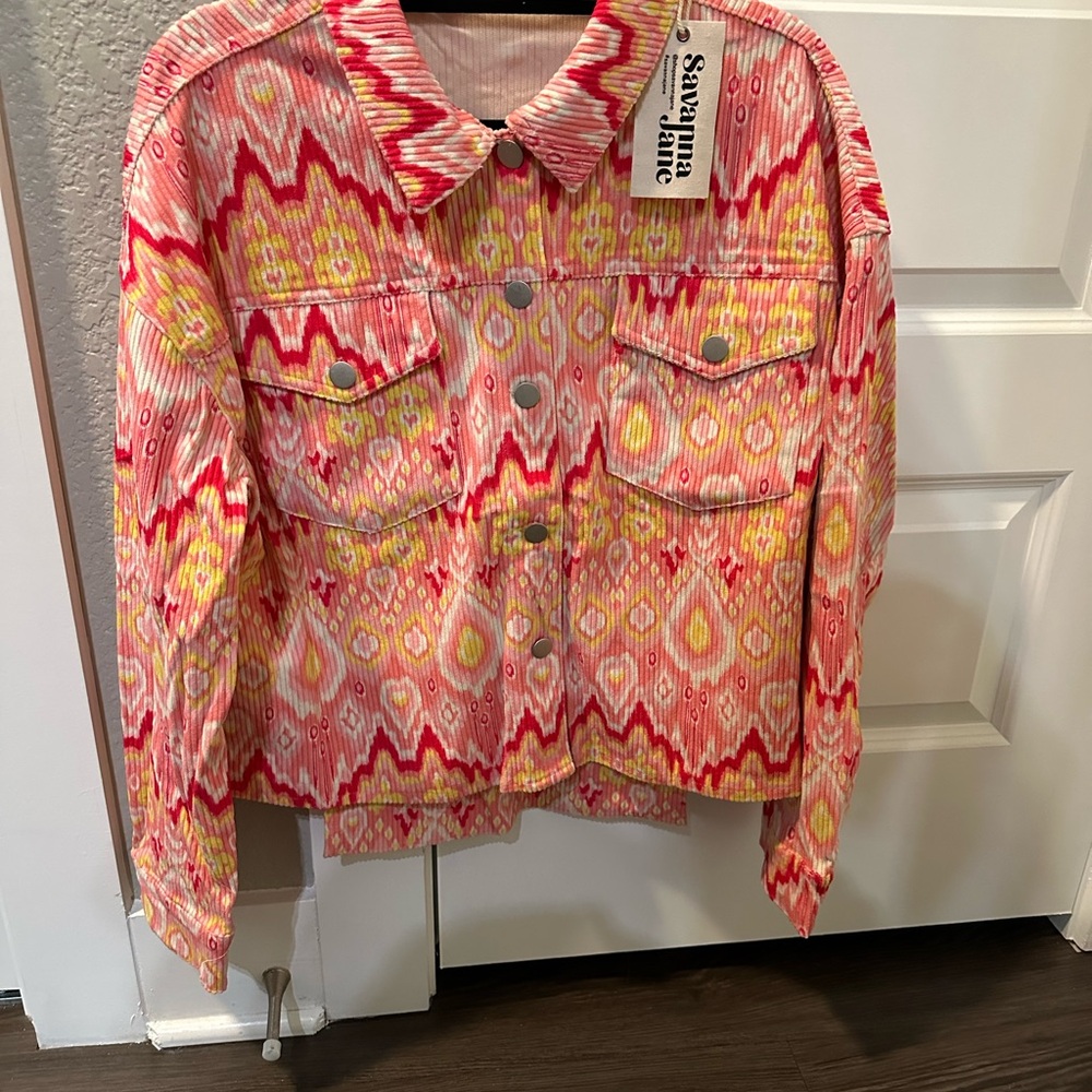 Savanna Jane Red and Yellow Patterned Jacket